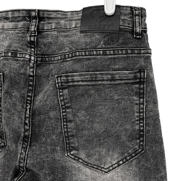 RESET Men's Splatter Skinny Mid Rise Stretch Grey Denim Jeans Size 30x30 - Picture 6 of 10